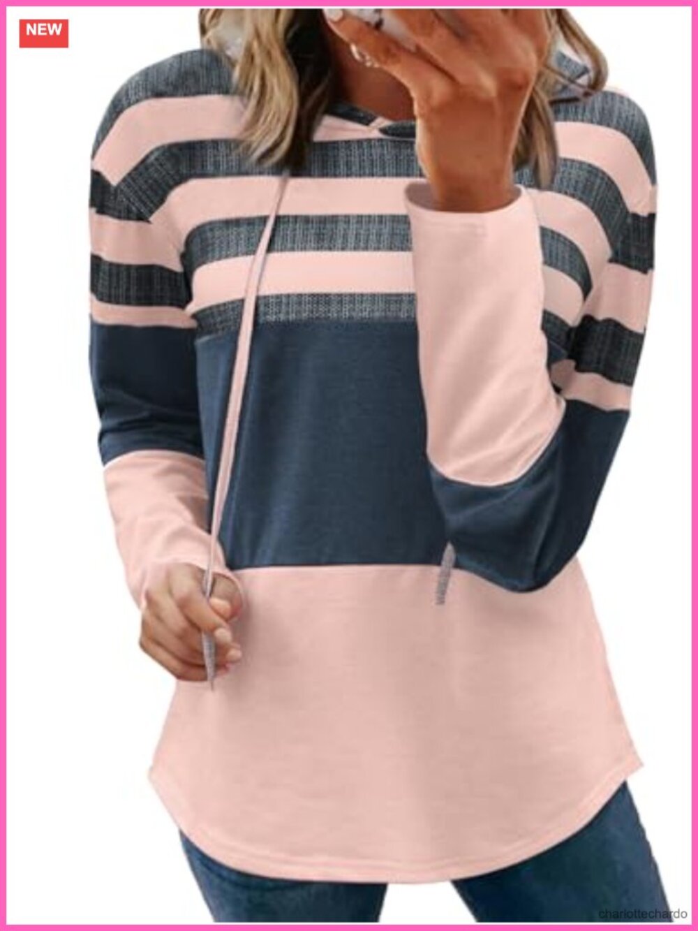 Women's Long Sleeve Hoodies Colorblock Pullover Loose Fit Sweatshirt Casual